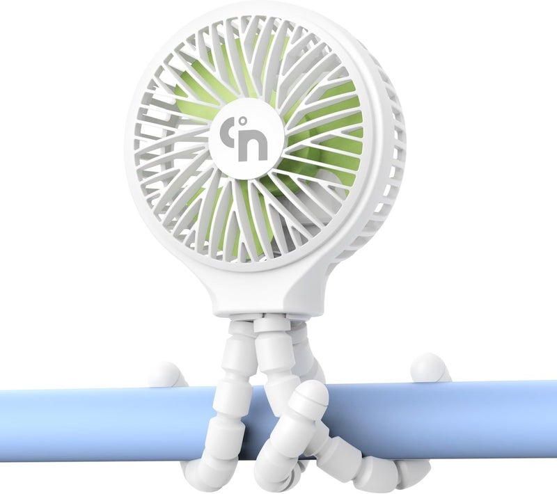WEGA Stroller Fan Rechargeable Portable Battery Operated Car Seat Baby Fan,3 Speeds Clip on USB Personal Fan for Crib Treadmill HomeOffice and Travel (White) - Image 1